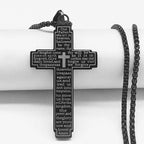 Christian Bible Cross Chain Necklace Stainless Steel Big Pendant Necklace Men'S Religious Prayer Jewelry Corrente Masculina