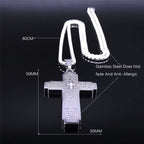 Christian Bible Cross Chain Necklace Stainless Steel Big Pendant Necklace Men'S Religious Prayer Jewelry Corrente Masculina
