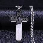 Christian Bible Cross Chain Necklace Stainless Steel Big Pendant Necklace Men'S Religious Prayer Jewelry Corrente Masculina