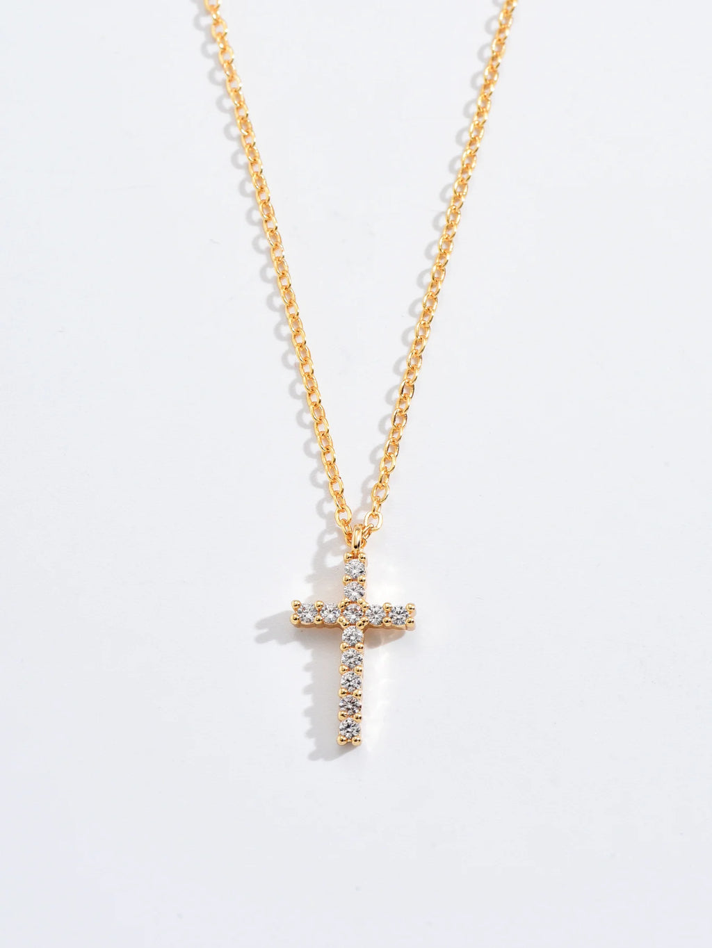 Gold Cross Necklace with Zircon – Long Chain Jewelry for Women
