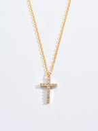Gold Cross Necklace with Zircon – Long Chain Jewelry for Women