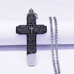 Christian Bible Cross Chain Necklace Stainless Steel Big Pendant Necklace Men'S Religious Prayer Jewelry Corrente Masculina