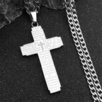 Christian Bible Cross Chain Necklace Stainless Steel Big Pendant Necklace Men'S Religious Prayer Jewelry Corrente Masculina